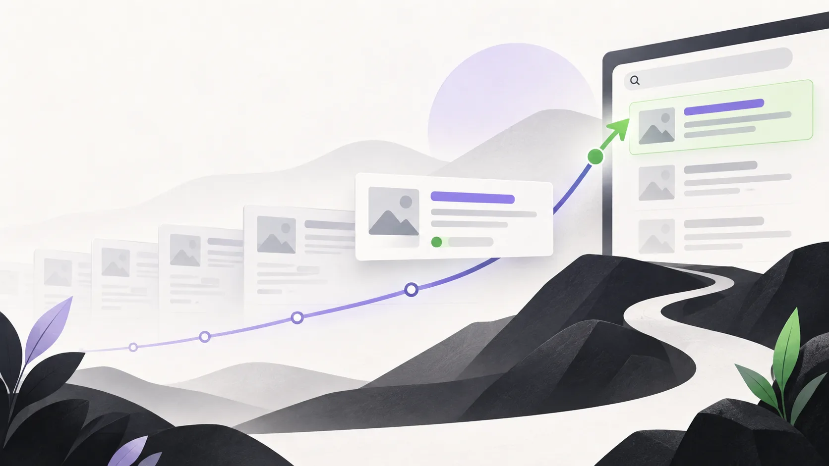 Bright analytics workspace with an SEO performance visual