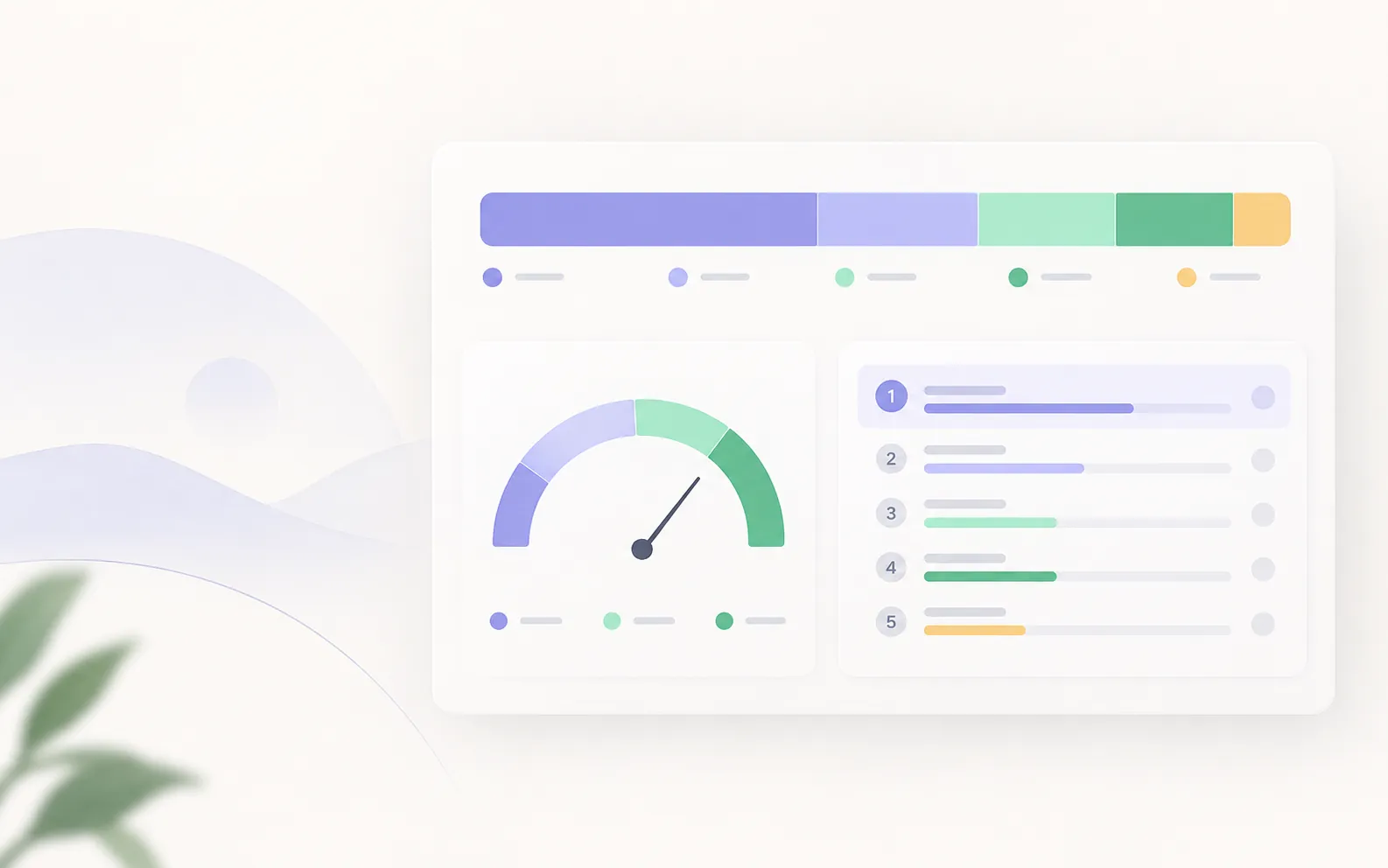 Ranking distribution visual with segmented position bands and a page-one gauge