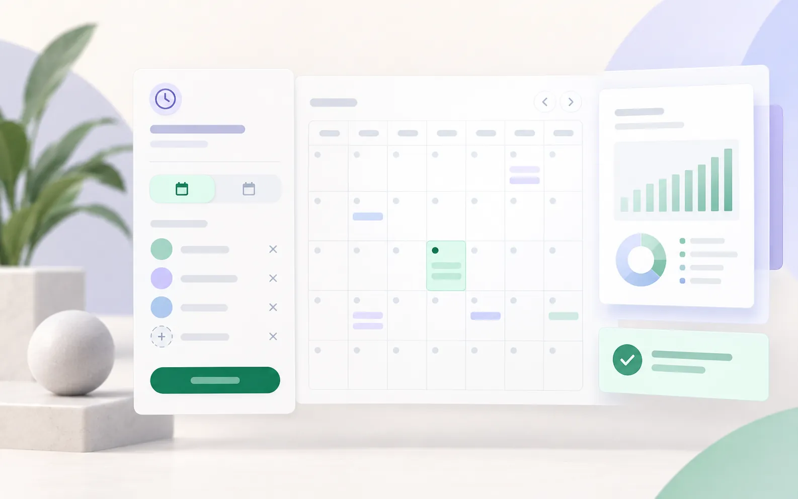 Scheduled SEO report panel with calendar cadence, recipients and sent report preview